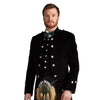 Scottish Black Velvet Men's Military  Sherrifmuir Doublet Kilt Jacket With Vest