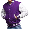 Men Varsity Letterman Jacket Purple White Wool Blend Baseball Bomber Retro Style