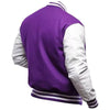 Men Varsity Letterman Jacket Purple White Wool Blend Baseball Bomber Retro Style