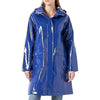 Women Glossy Hooded Vinyl Raincoat Parks Waterproof Stylish Long Jacket