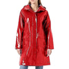Women Glossy Hooded Vinyl Raincoat Parks Waterproof Stylish Long Jacket