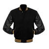 Men's Varsity Letterman Jacket Black Wool Blend Baseball Bomber Retro Style