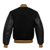 Men's Varsity Letterman Jacket Black Wool Blend Baseball Bomber Retro Style