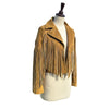Women's Western Style Cowgirl Suede Leather Jacket With Fringes