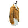 Women's Western Style Cowgirl Suede Leather Jacket With Long Fringes