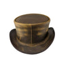 Distressed Brown Leather Top Hat – Steampunk Cowboy Mad Hatter Style