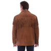 Men Brown Western Cowboy Suede Leather Jacket With Fringes