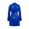 PVC Vinyl Women's Trench Coat Shinny trench long Coat Waterproof Double-Breasted