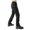 New Men Black Cyber Goth Utility Pants with Side Lace-Up Detailing
