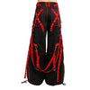 Gothic Tripp Style Black Red Bondage Pants Detachable Chains Straps Cyber Punk