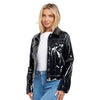 New Women Patent Jacket Vinyl Black Glossy Faux Leather Statement Outerwear