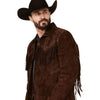 Men’s Brown Suede Leather Jacket With Fringe Western jacket Cowboy Style