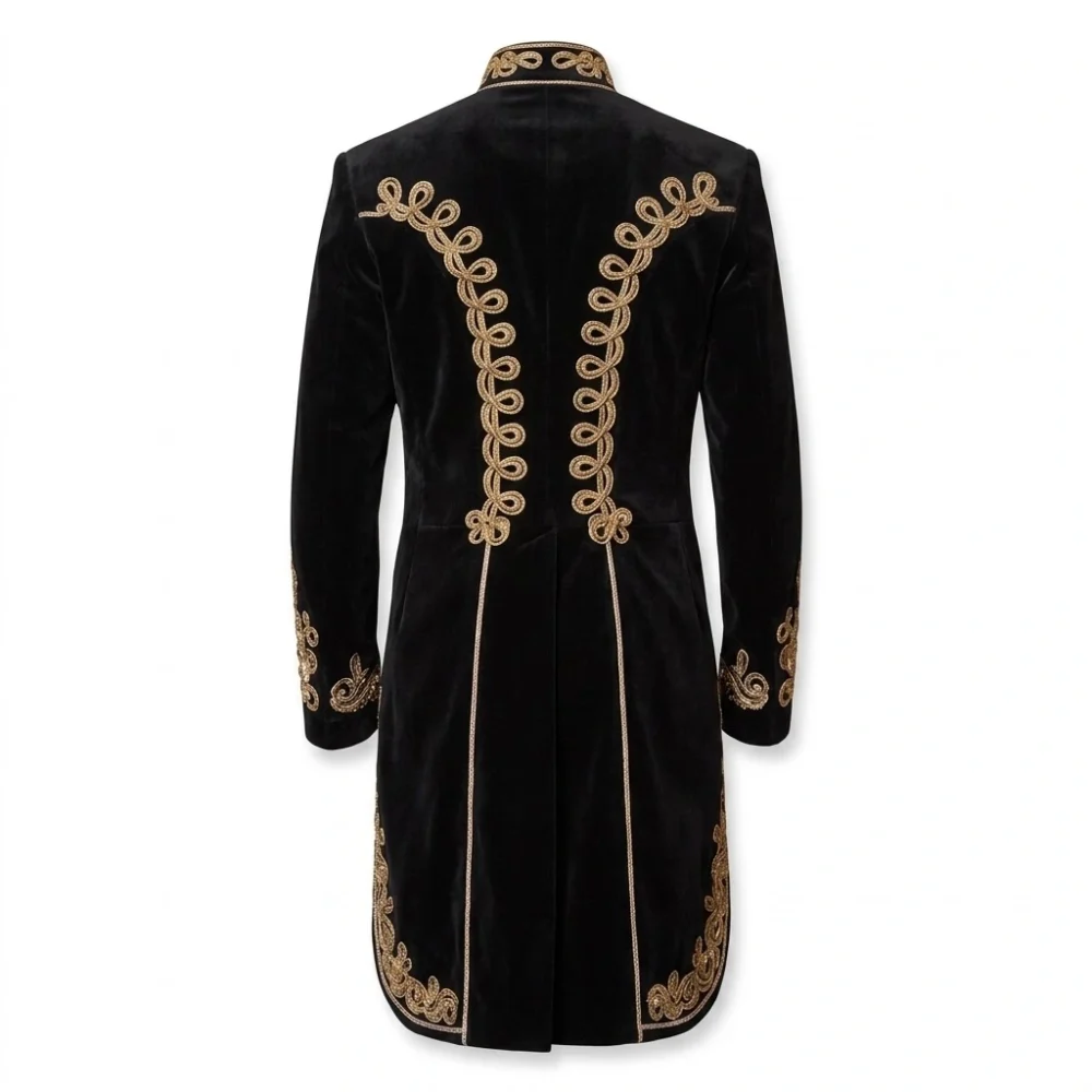 Men Velvet Hussar Coat Gold Braided