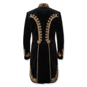 Men Velvet Hussar Coat Gold Braided