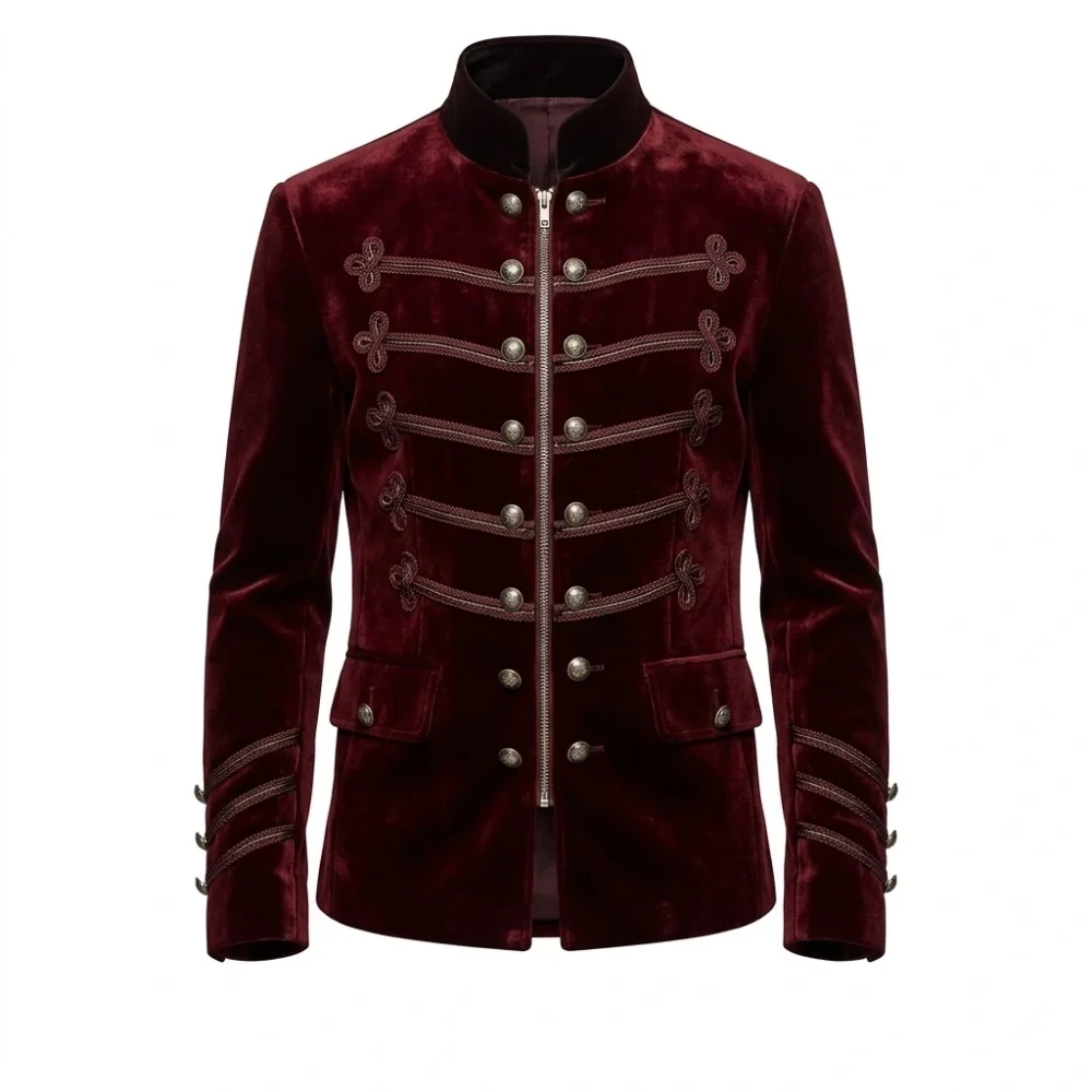 Men’s Zipper Velvet Hussar Jacket