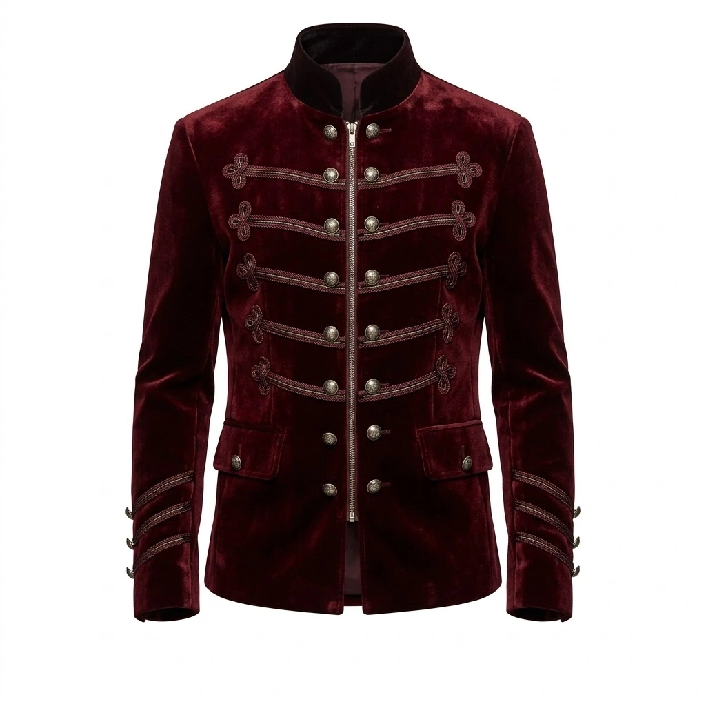 Men’s Zipper Velvet Hussar Jacket
