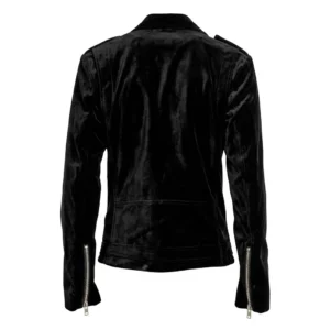 Men’s Slim Fit Velvet Biker Jacket