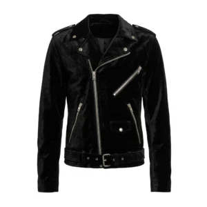 Men’s Slim Fit Velvet Biker Jacket