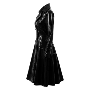 Black PVC Vinyl Coat Women Leather