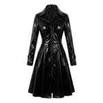Black PVC Vinyl Coat Women Leather