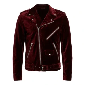 Men’s Slim Fit Velvet Biker Jacket