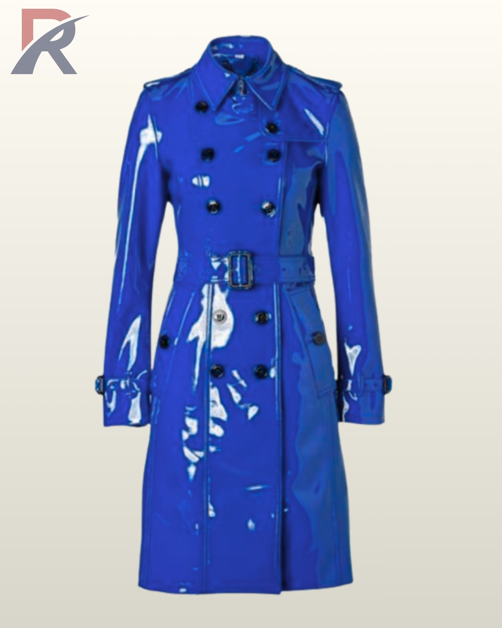 PVC Trench Coat Women Double Breasted Jacket, Glossy Belted Rain Coat, Shiny Fashion Outerwear - Image 11