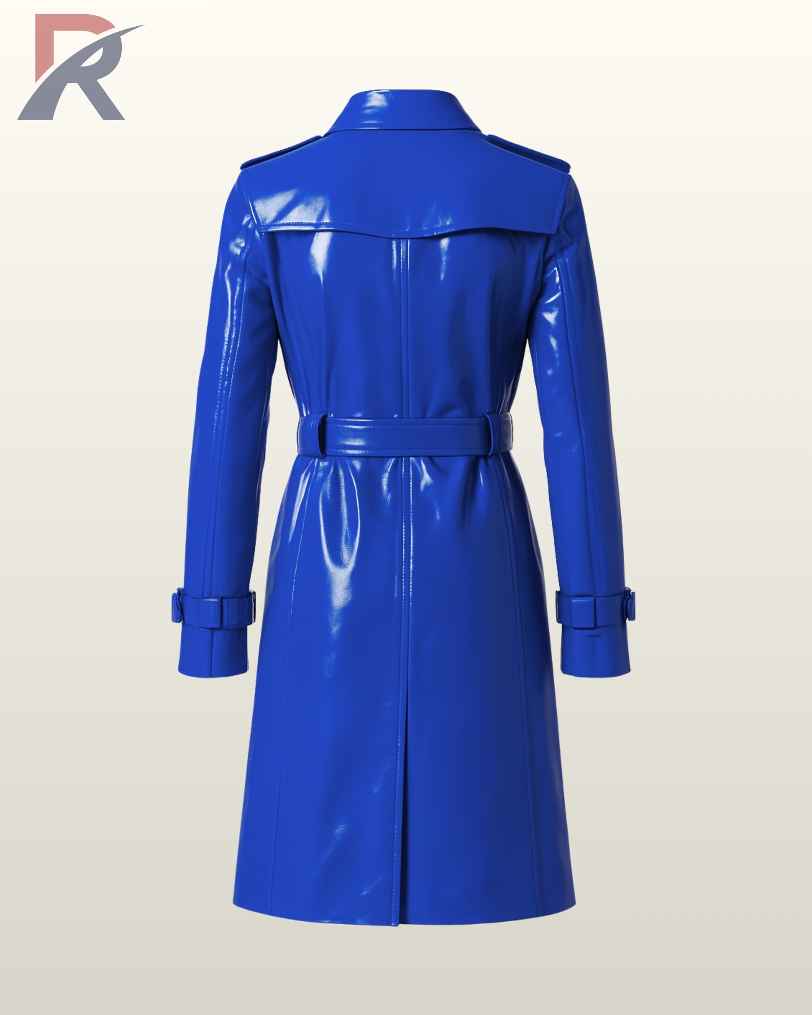 PVC Trench Coat Women Double Breasted Jacket, Glossy Belted Rain Coat, Shiny Fashion Outerwear - Image 12