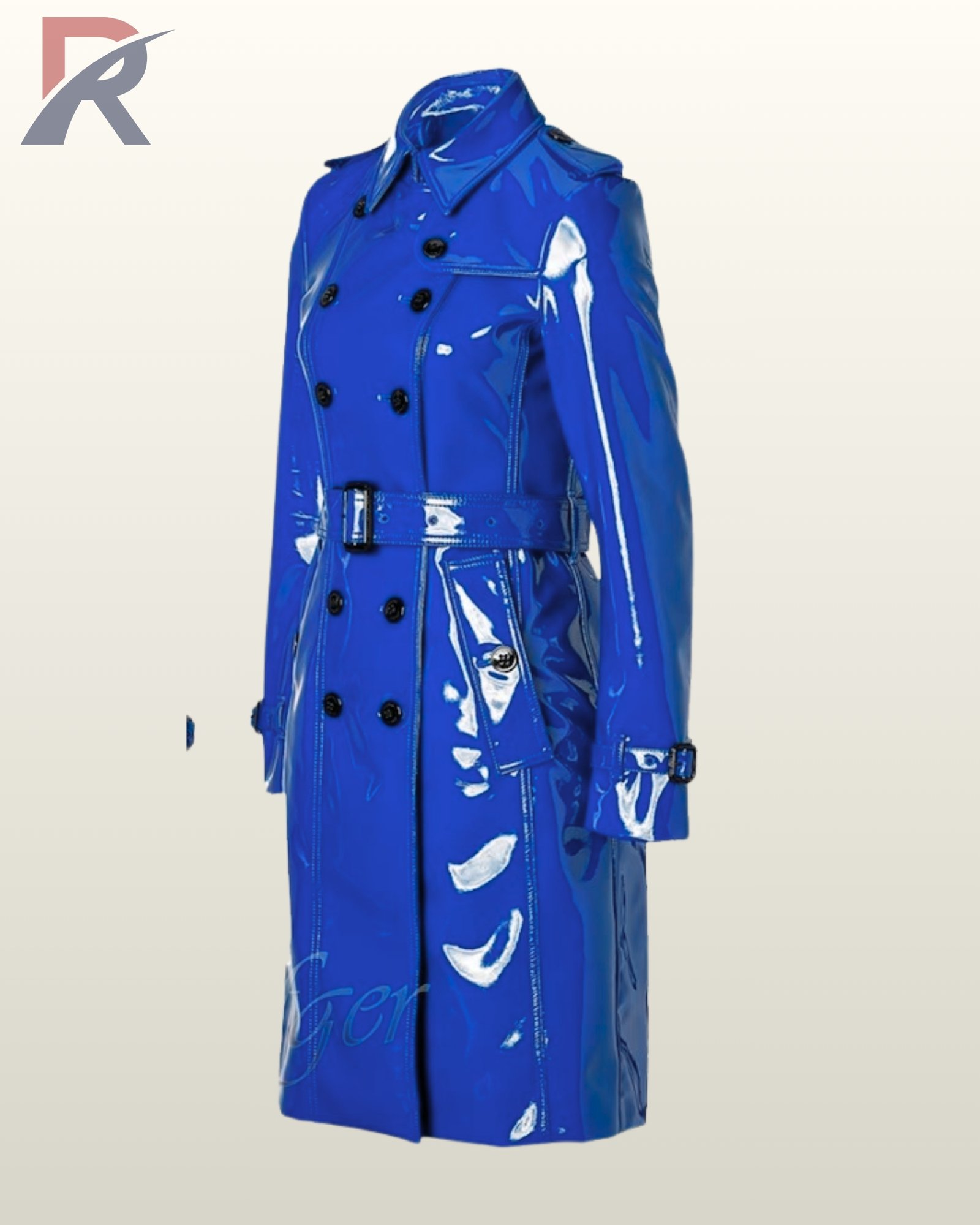PVC Trench Coat Women Double Breasted Jacket, Glossy Belted Rain Coat, Shiny Fashion Outerwear - Image 13