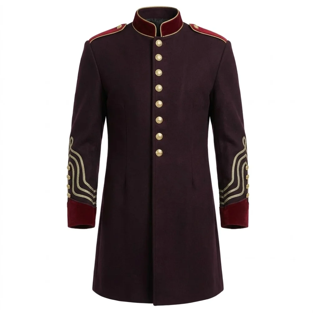 Men Cotton Regency Military Frock Coat