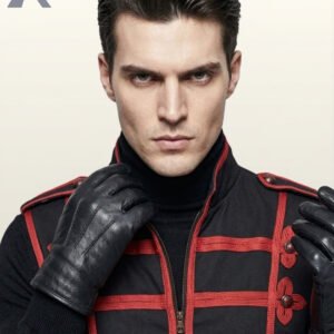 Gothic military waistcoat with high collar closeup