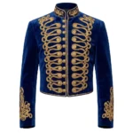 Men Velvet Hussar Jacket Gold Embroidery