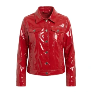 Shiny Vinyl Trucker Jacket – Faux Patent Leather