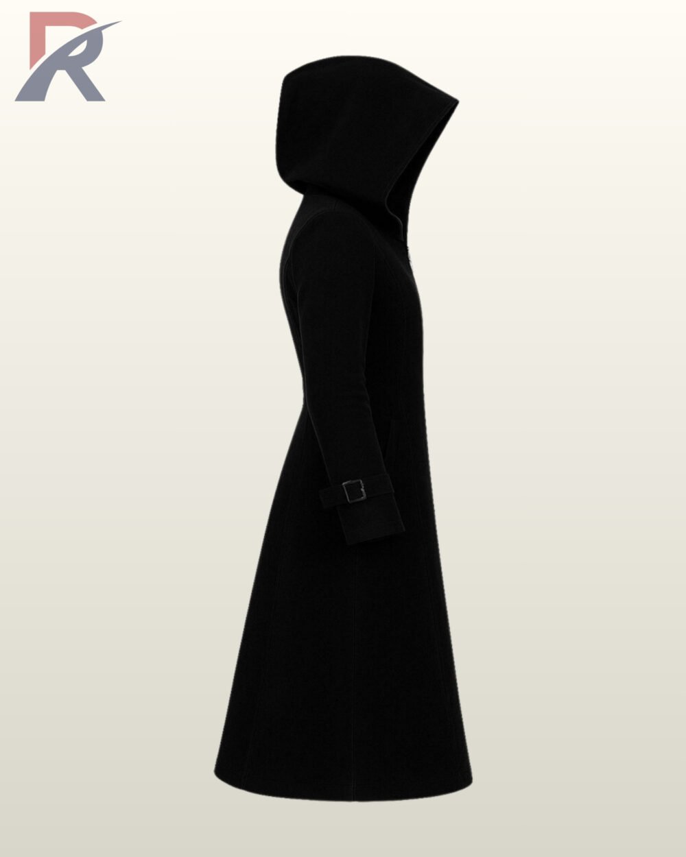 Dark academia aesthetic hooded jacket with structured fit and alternative metal hardware.