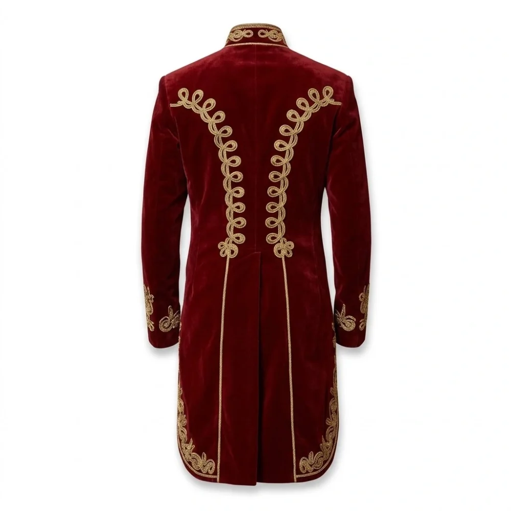 Men Velvet Hussar Coat Gold Braided