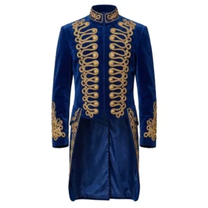 Men Velvet Hussar Coat Gold Braided