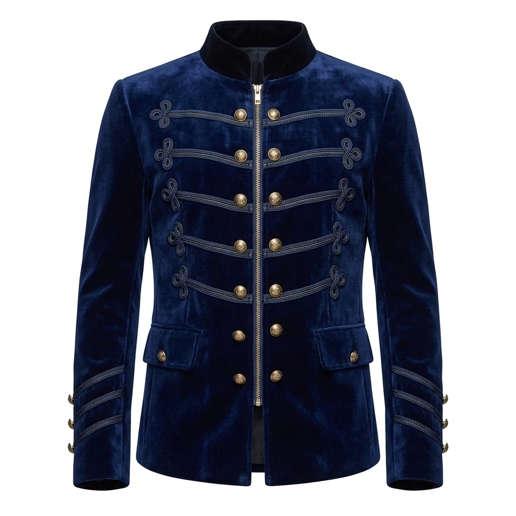 Men’s Zipper Velvet Hussar Jacket