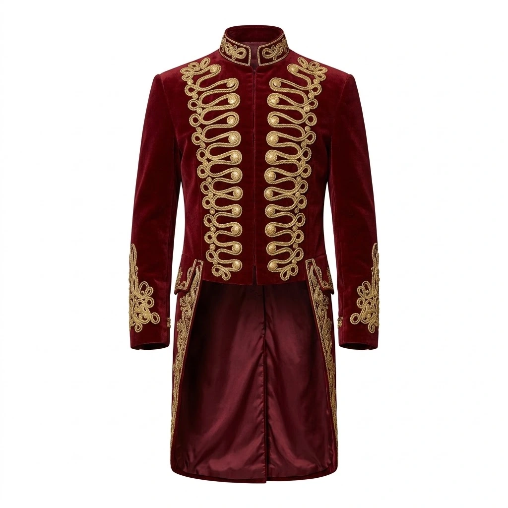 Men Velvet Hussar Coat Gold Braided