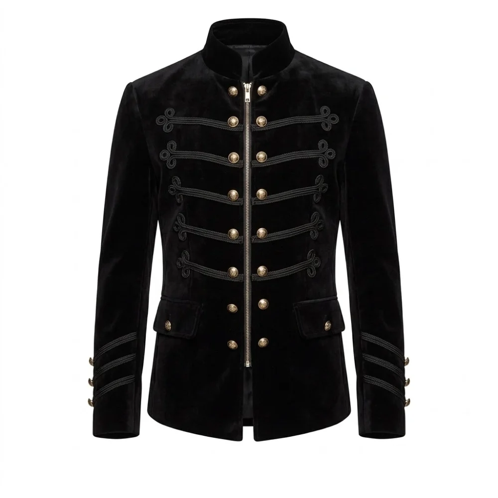 Men’s Zipper Velvet Hussar Jacket