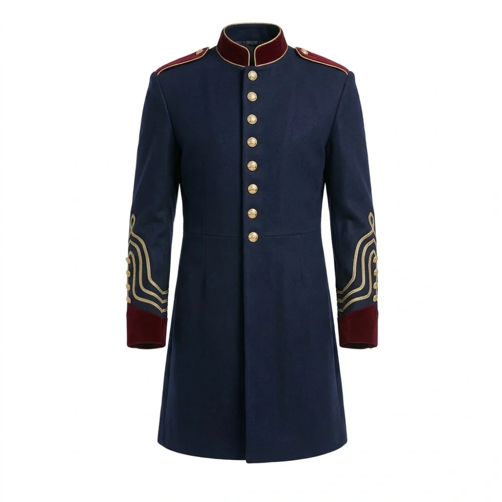 Men Cotton Regency Military Frock Coat