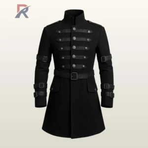 Black Steampunk Jacket Duster High Collar Coat fantasy coat gothic mens fashion