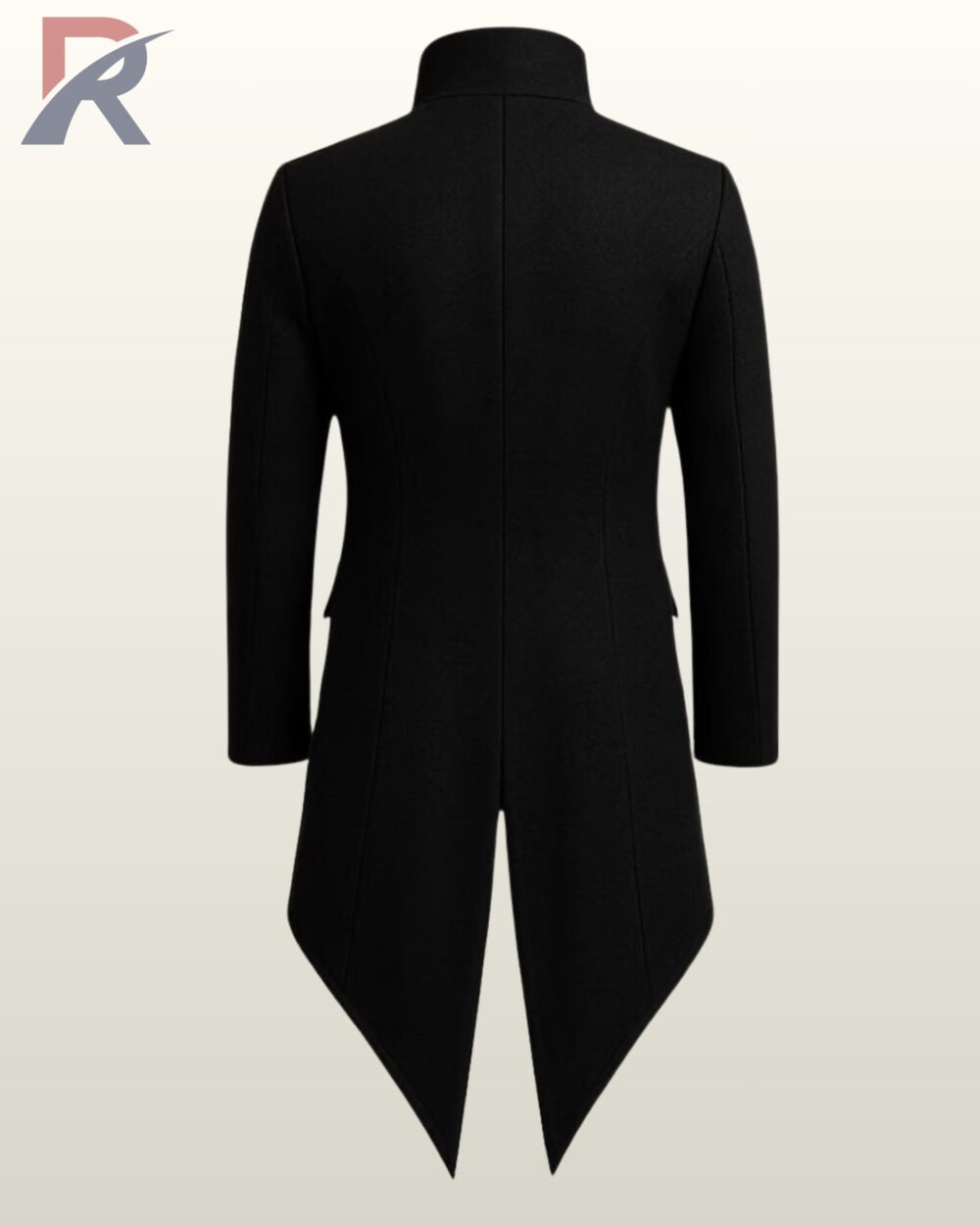 Black formal frock coat suitable for vampire or assassin cosplay outfits.