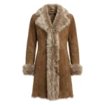 Women’s Tan Suede Shearling Long Coat