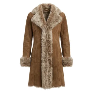 Women’s Tan Suede Shearling Long Coat