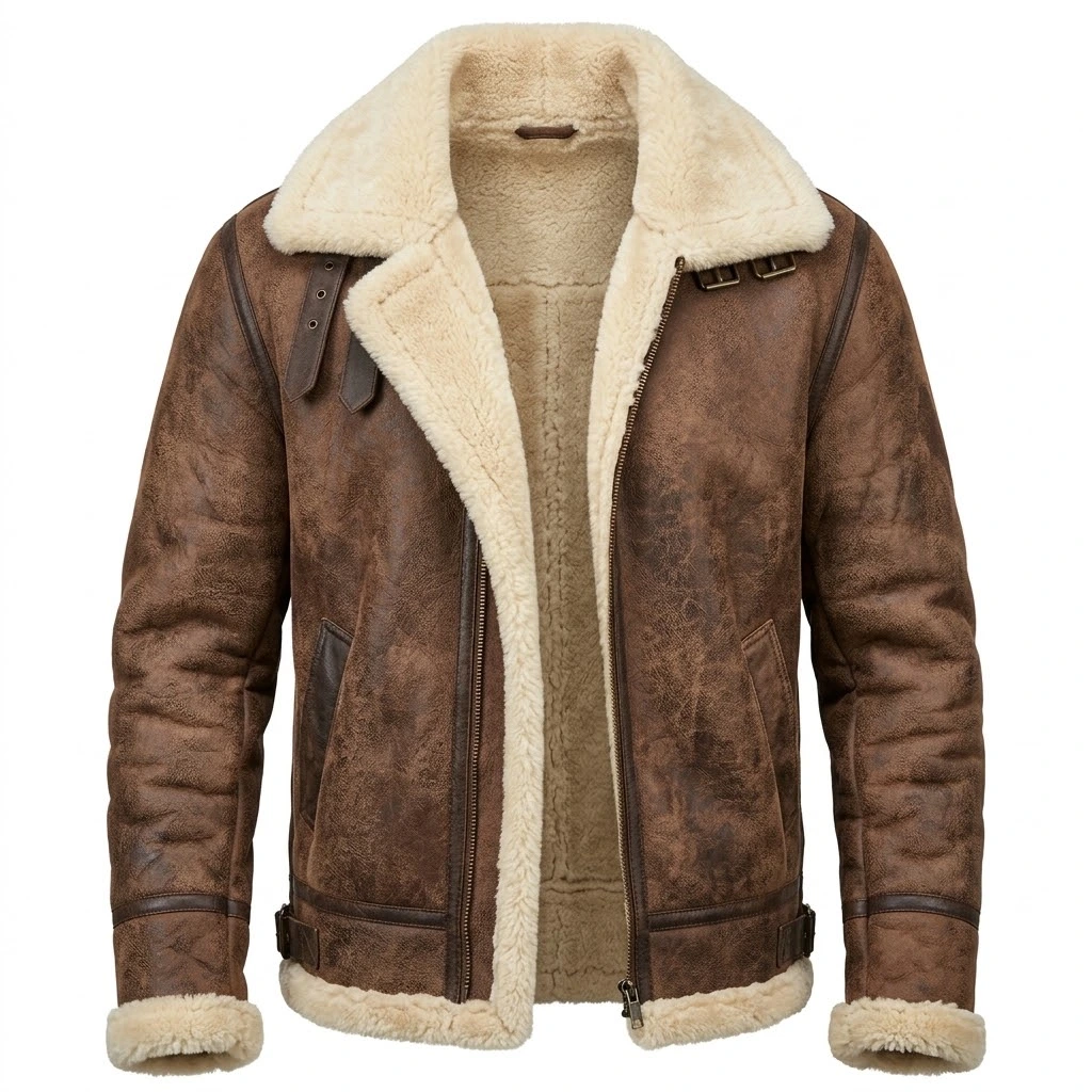 Men’s Brown Fur Lined Bomber Jacket