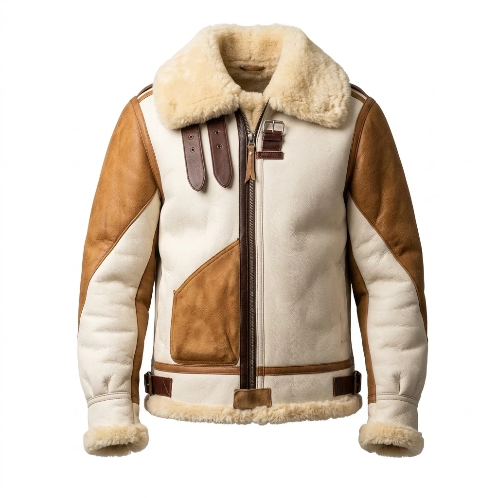Men’s White B3 Bomber Jacket with Tan