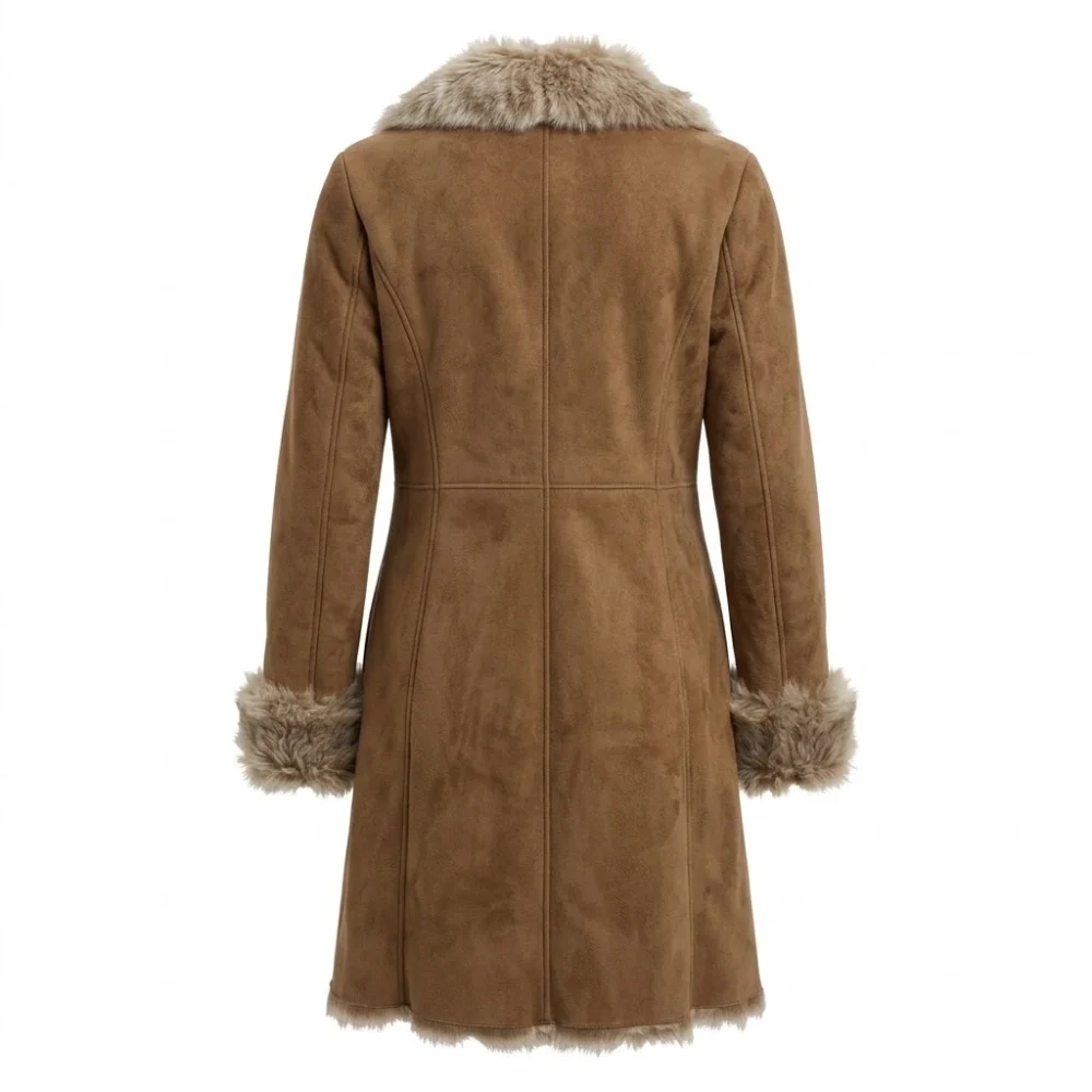 Women’s Tan Suede Shearling Long Coat