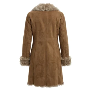 Women’s Tan Suede Shearling Long Coat
