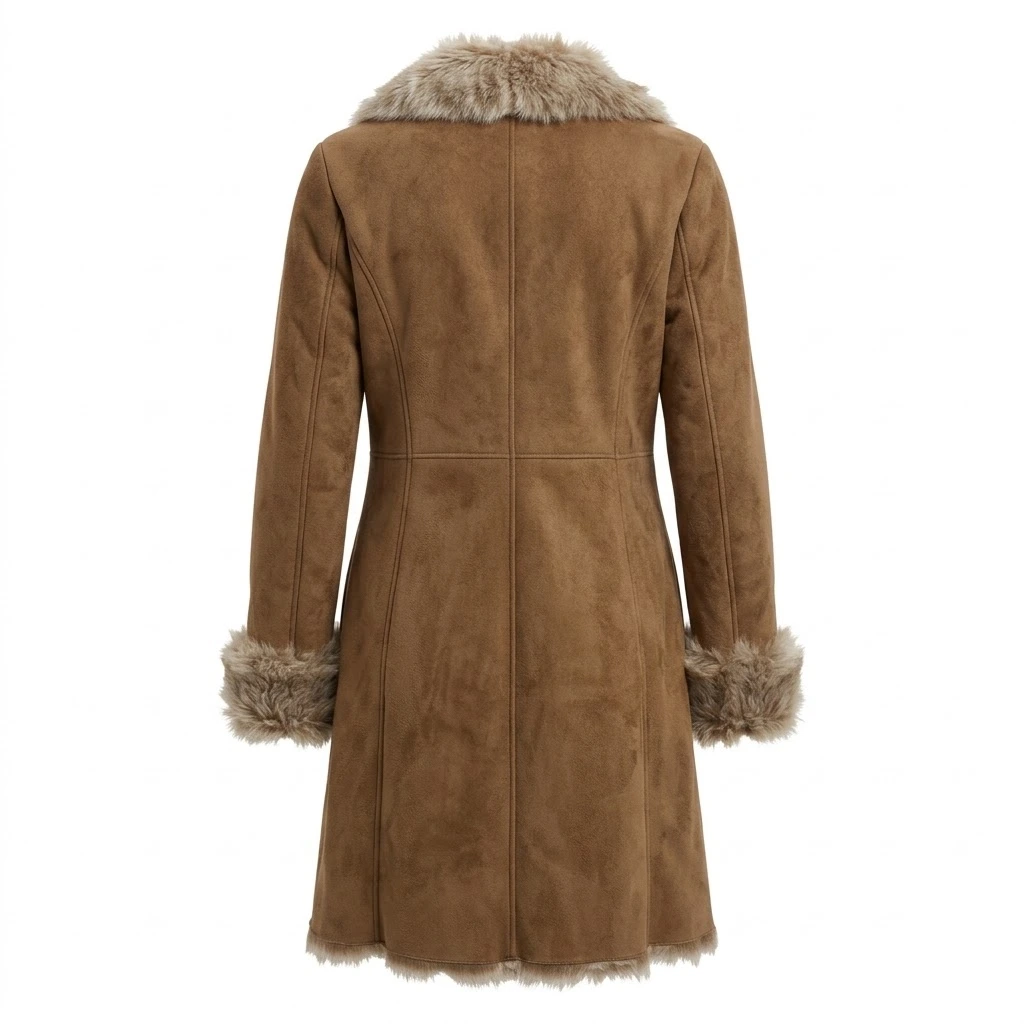 Women’s Tan Suede Shearling Long Coat