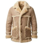 Men’s Tan Suede Shearling Aviator Jacket