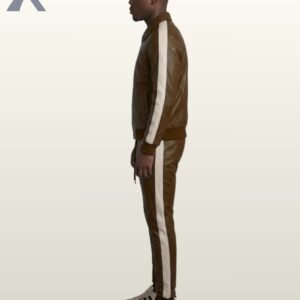 Genuine Lambskin Leather Tracksuit Set, Shirt Collar Jacket & Joggers - Image 6